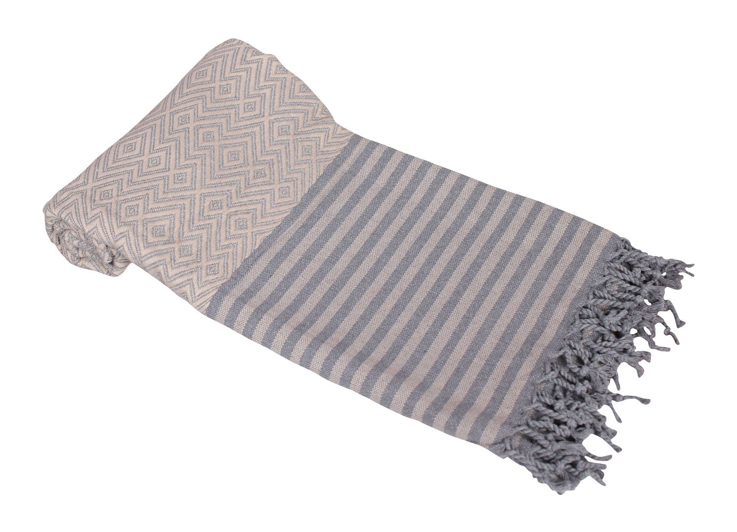 Hamamzz® Hamamtowel ca. 100x180 cm  - Model Kemer - AR051 - SAND/GREY