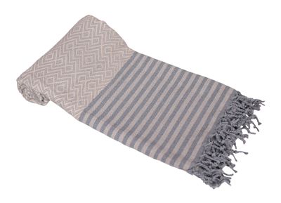 Hamamzz® Hamamtowel ca. 100x180 cm  - Model Kemer - AR051 - SAND/GREY