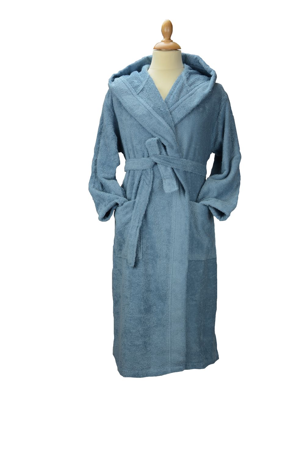 AR027 Organic Cotton Hooded Bathrobe - Blue - Size XS