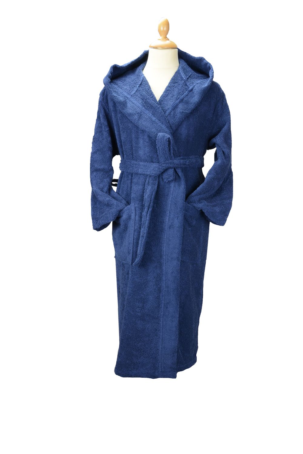 AR027 Organic Cotton Hooded Bathrobe - Navy Blue - Size XS
