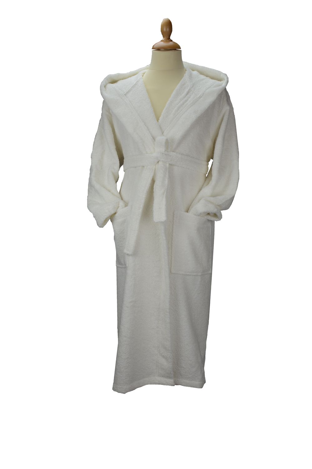 AR027 Organic Cotton Hooded Bathrobe - White - Size XS