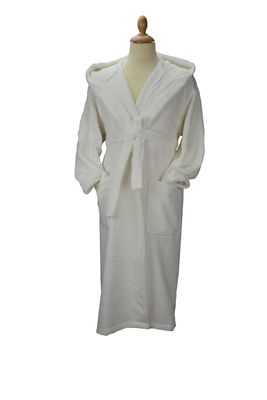 AR027 Organic Cotton Hooded Bathrobe - White - Size XS