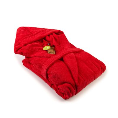 AR026 Hooded Bathrobe - Fire Red