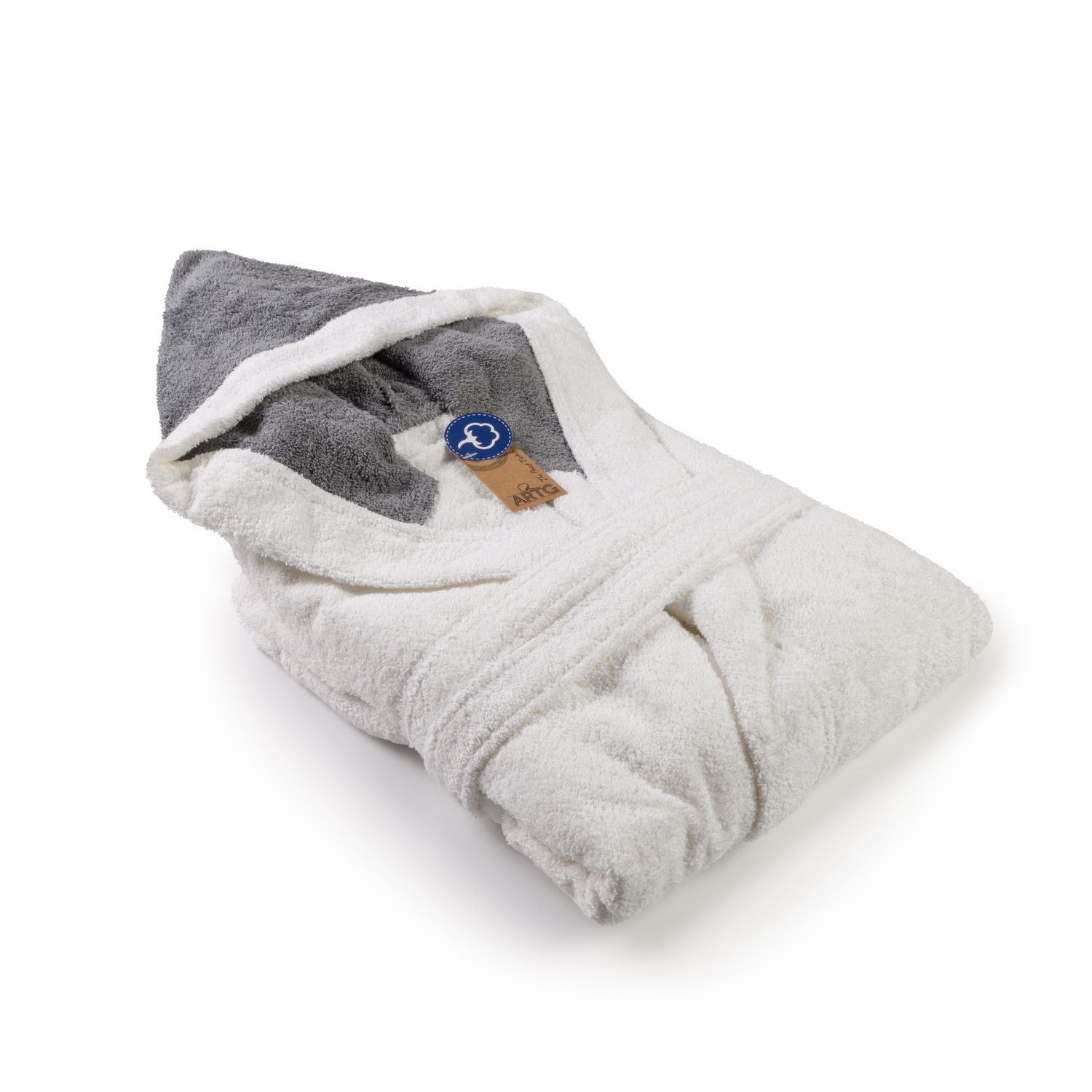 AR026 Hooded Bathrobe - White/Anthracite Gray