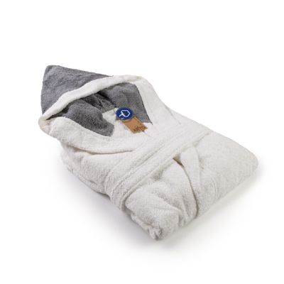 AR026 Hooded Bathrobe - White/Anthracite Gray