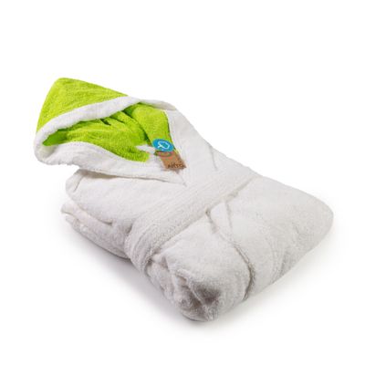 AR026 Hooded Bathrobe - White/Lime Green