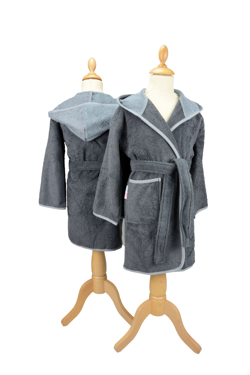 AR021 Boyzz &amp; Girlzz Kid&#39;s Hooded Bathrobe - Graphite/Anthracite Grey