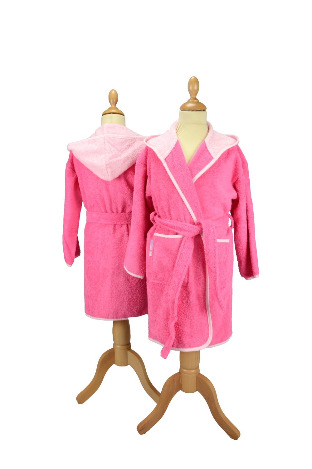 AR021 Boyzz &amp; Girlzz Kid&#39;s Hooded Bathrobe - Pink/Light Pink