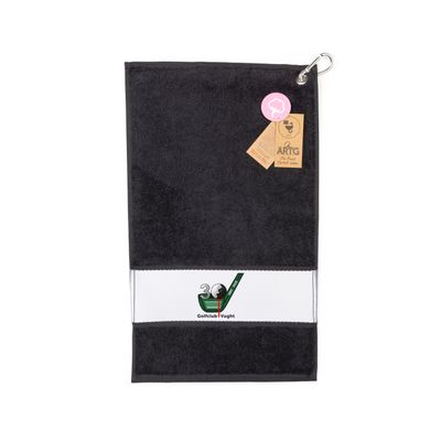 AR814 Golf towels with hook - Black - INCLUDING PRINTING