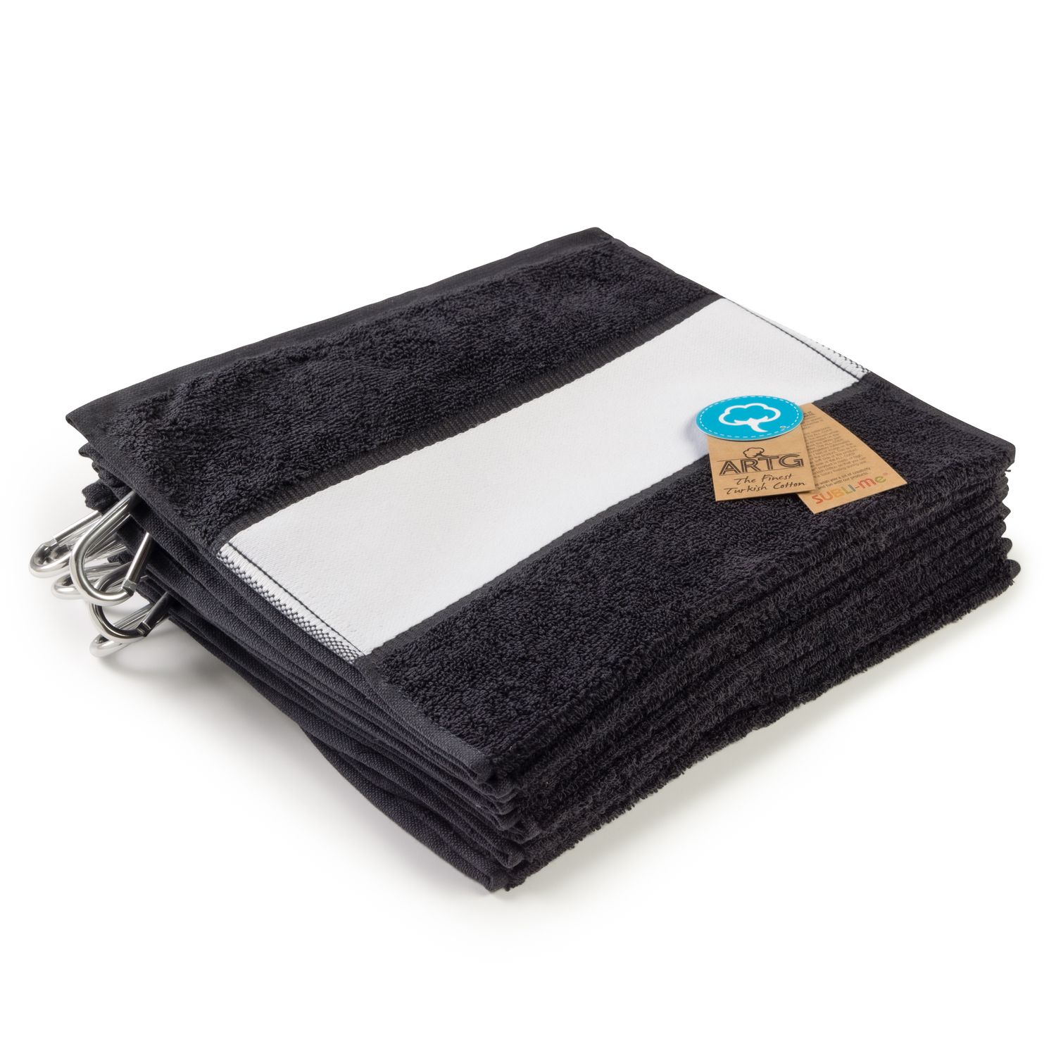 AR814 Golf towels with hook - Black - INCLUDING PRINTING
