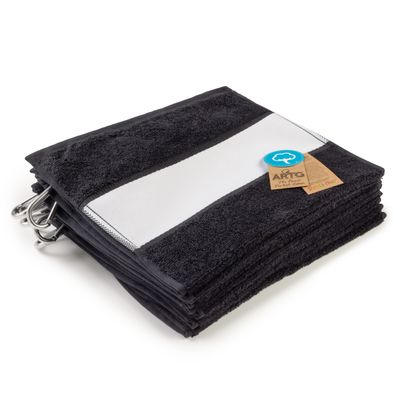 AR814 Golf towels with hook - Black - INCLUDING PRINTING