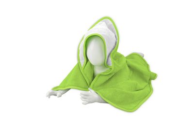 ARB032 Babycape - 75 x 75 cm - Helder Groen met witte rand - Lime Green/White