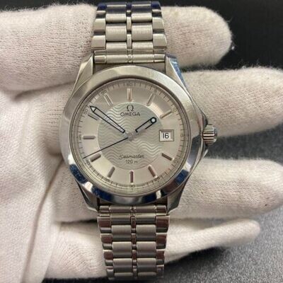 Omega Seamaster 120m Watch Men’s Silver Dial Data Swiss Made Round Vintage Watch