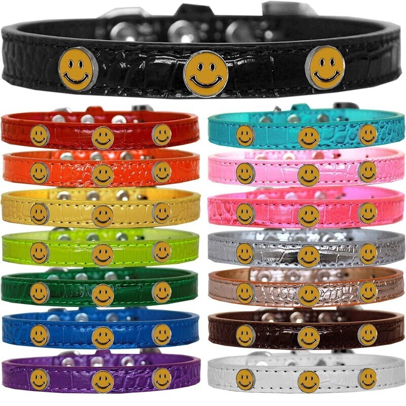 Mirage Dog, Puppy &amp; Pet Designer Croc Collar, &quot;Happy Face&quot;