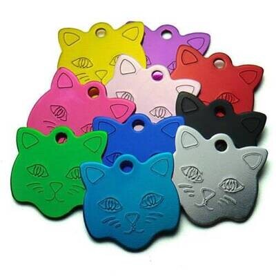 Personalized Cat Face Pet ID Tag - Pet ID Tag - Cat Tag