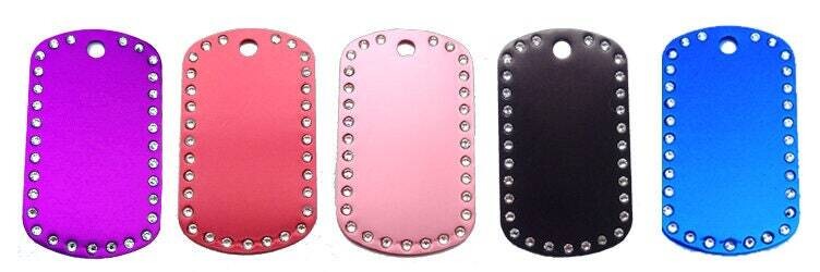 Crystal Jewel Military Dog Tag Pet ID Tags