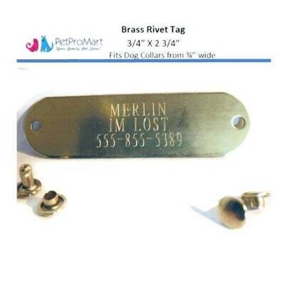 Personalized Brushed Brass Rivet-On Tags - Collar Pet ID Tag