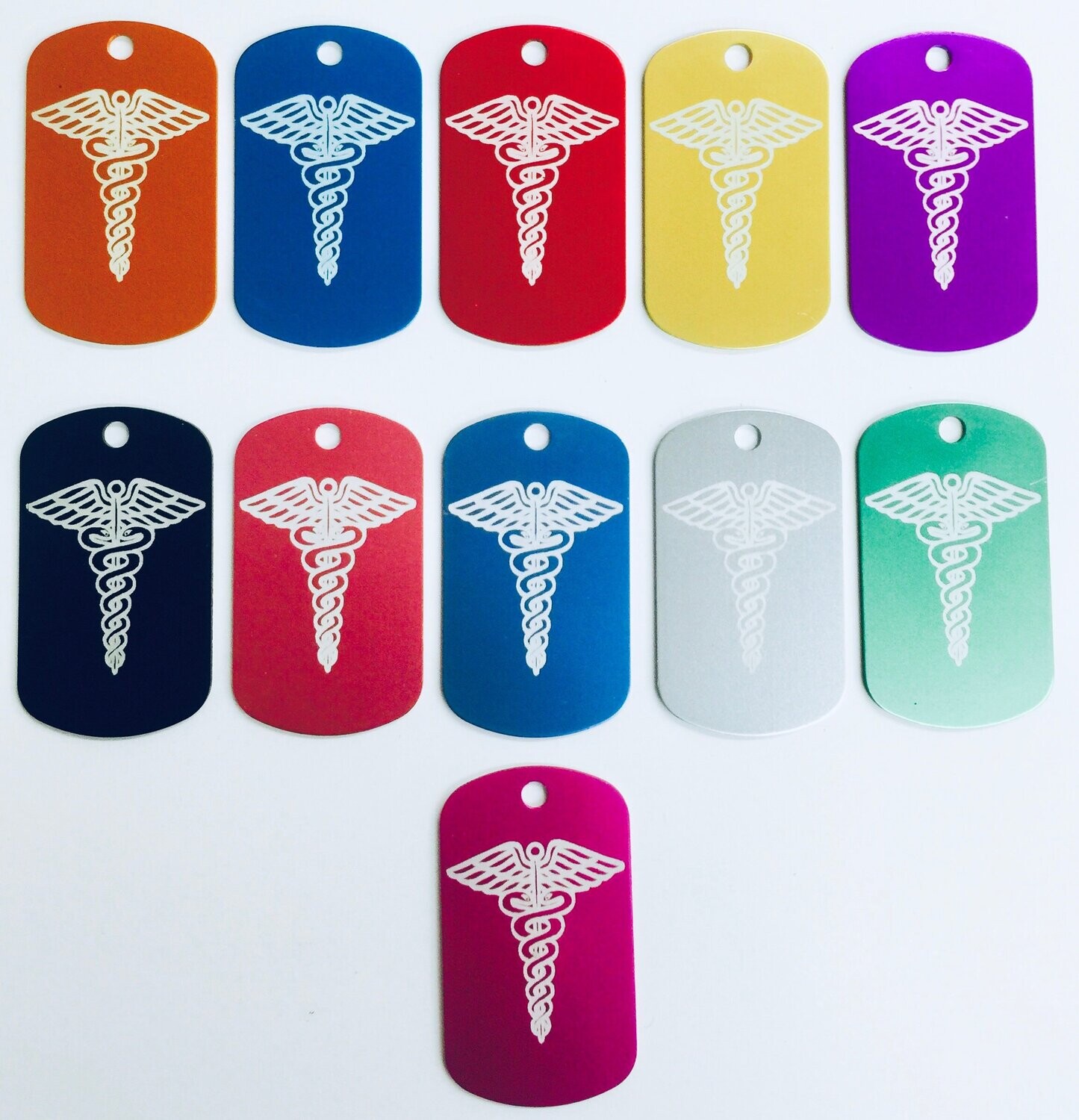 Caduceus Military GI Dog Tags - Medical Alert Pet ID Tags