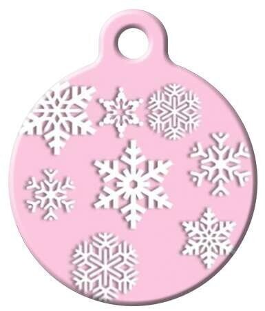 Pink Snowflake Pet ID Tag | Designer Art Dog Tag