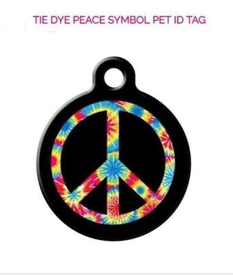 Tie Dye Peace Symbol Pet ID Tag | Peace Sign Dog Tag | Designer Art Dog Tag