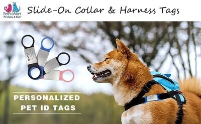 Stainless Steel Slide-On Collar Pet ID Tags - Personalized Dog Tags