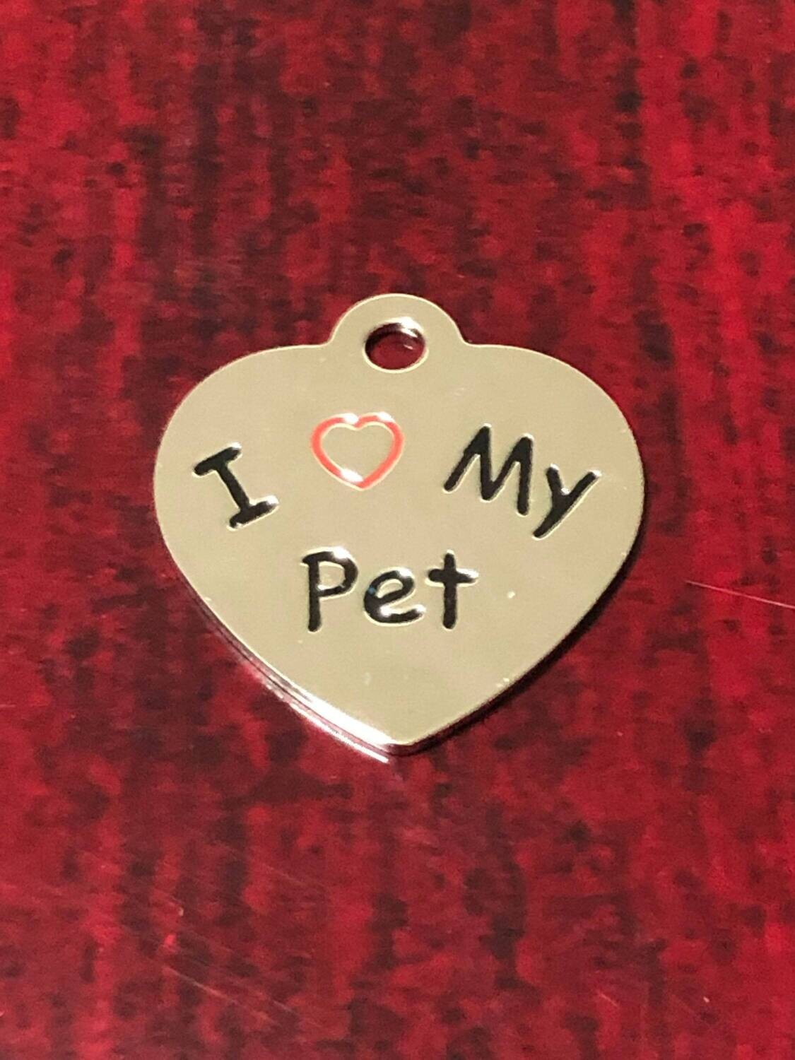 I Love My Pet Heart Pet ID Tag - Personalized Dog Tag, Cat Tag