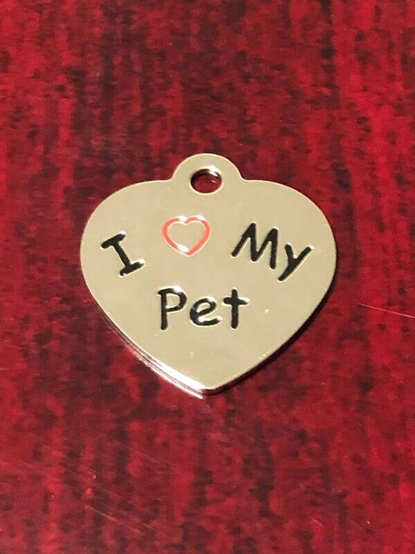 I Love My Pet Heart Pet ID Tag - Personalized Dog Tag, Cat Tag