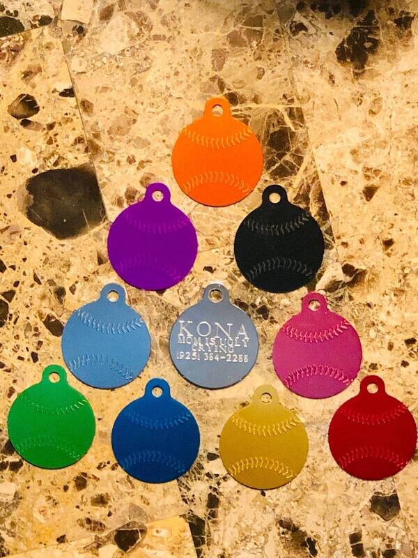 Baseball Dog Tag - Baseball Pet ID Tag - Baseball Keychain