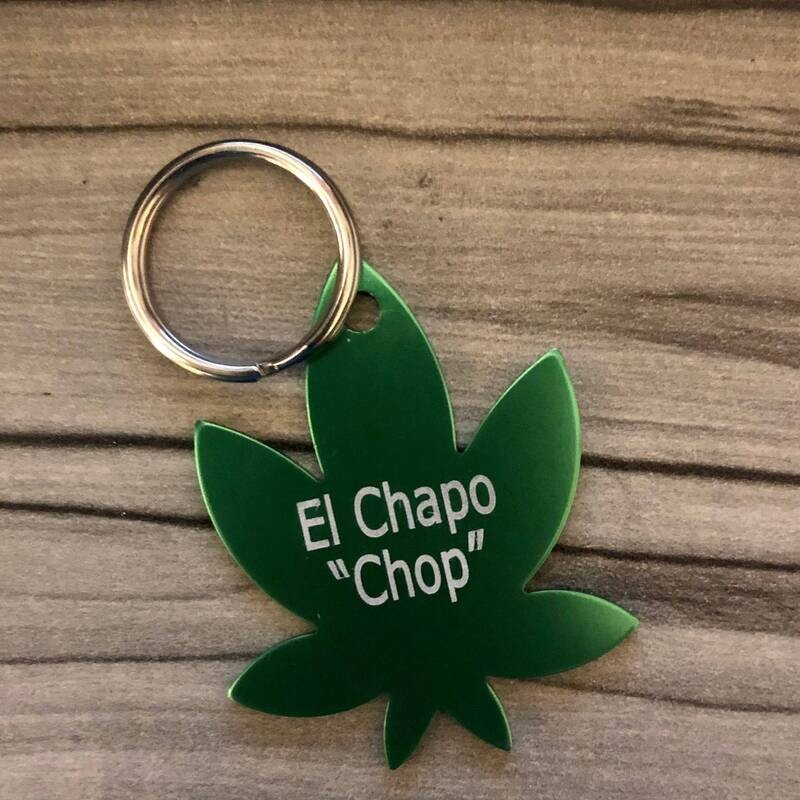Personalized Cannabis Leaf Dog Tag or Key Chain