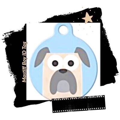 Mastiff - Funny Pet ID Tag | Pink or Blue | Designer Art Dog Tag