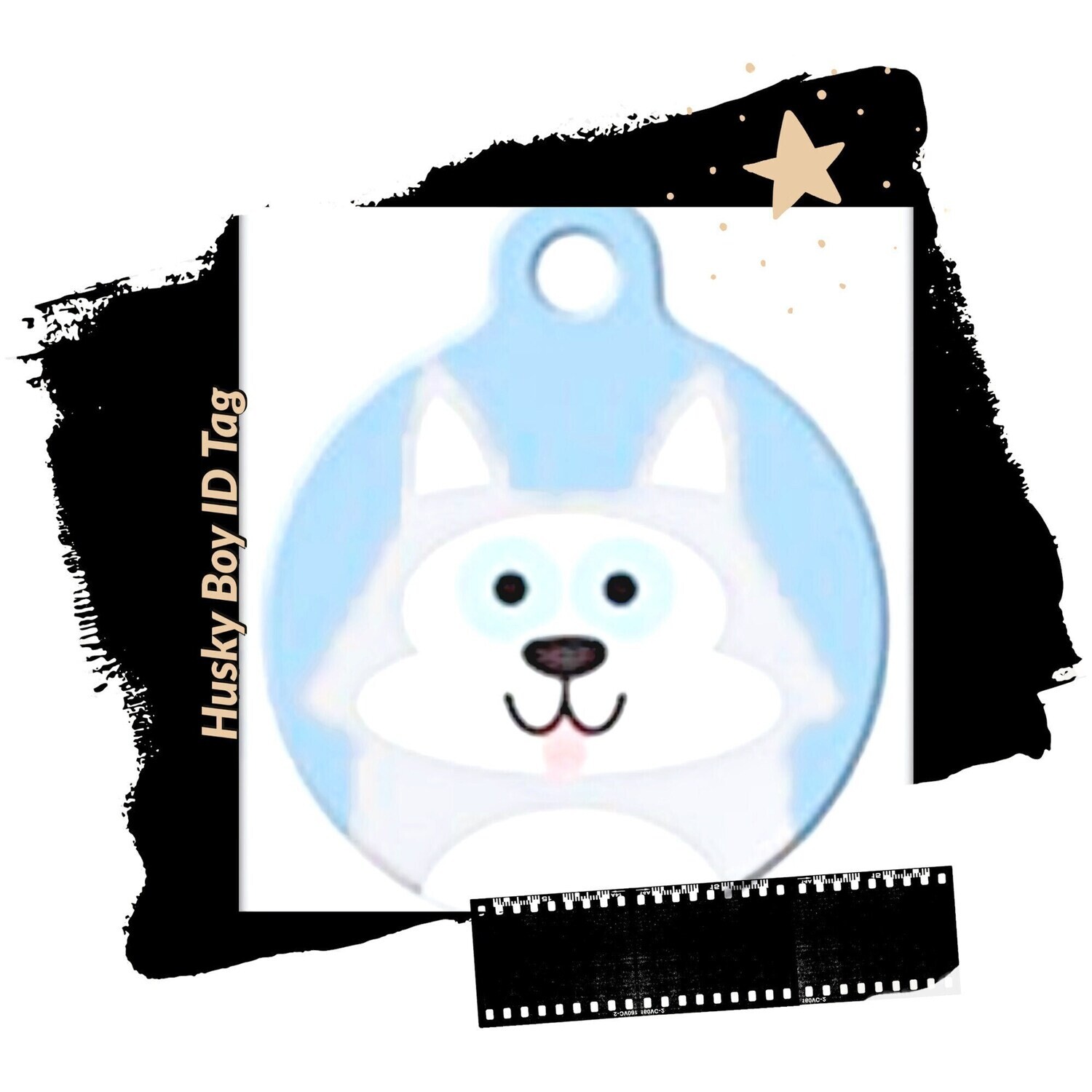 Husky Cutie Pet ID Tag - A humorous art addition to your dog&#39;s collar.