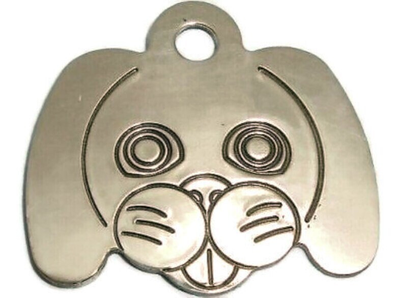 Cute Brass Dog Face Pet ID Tag - Personalized  Pet ID Tags