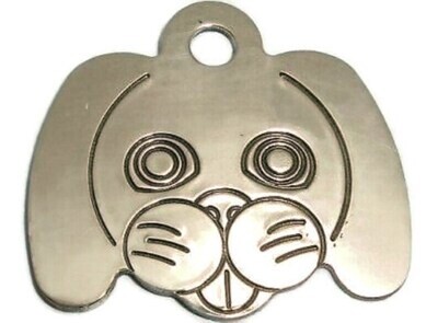 Cute Brass Dog Face Pet ID Tag - Personalized  Pet ID Tags
