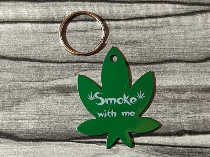 Personalized Cannabis Leaf Dog Tag or Key Chain