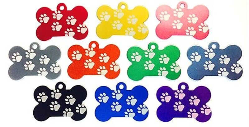 Walking Paw Print Bone Shape Dog Tags - Personalized Pet ID Tags