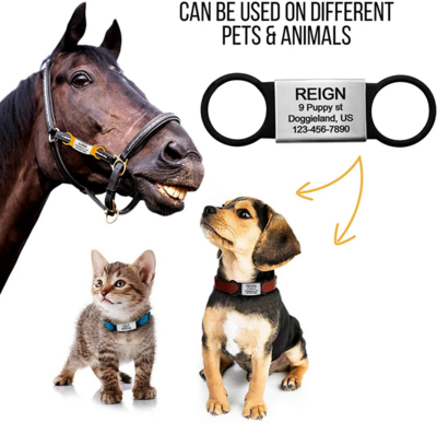 Stainless Steel Slide-On Collar Pet ID Tags - Personalized Dog Tags