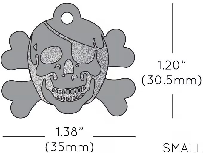 Silver Skull and Crossbones Dog Tag - Personalized Pet ID Tag