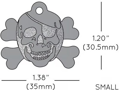 Silver Skull and Crossbones Dog Tag - Personalized Pet ID Tag