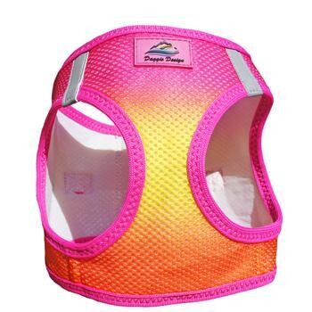 American River Choke Free Cat or Dog Harness &amp; Leash Ombre Collection - Raspberry Pink and Orange