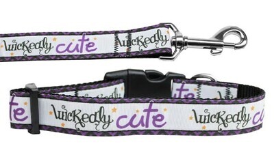 Dog &amp; Cat Nylon Collar and Leash, &quot;Wickedly Cute&quot;