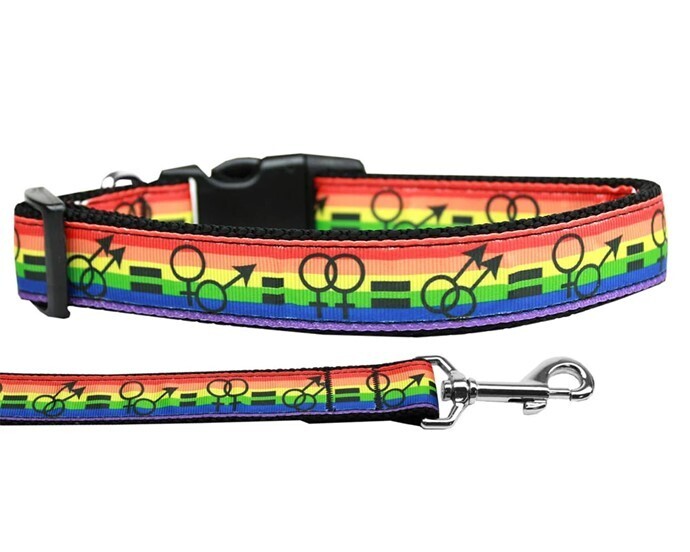 Dog &amp; Cat Nylon Collar and Leash, &quot;Equality&quot;