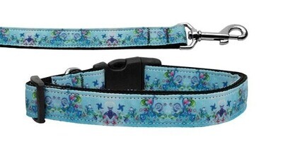 Dog &amp; Cat Nylon Collar and Leash, &quot;Dreamy Blue&quot;
