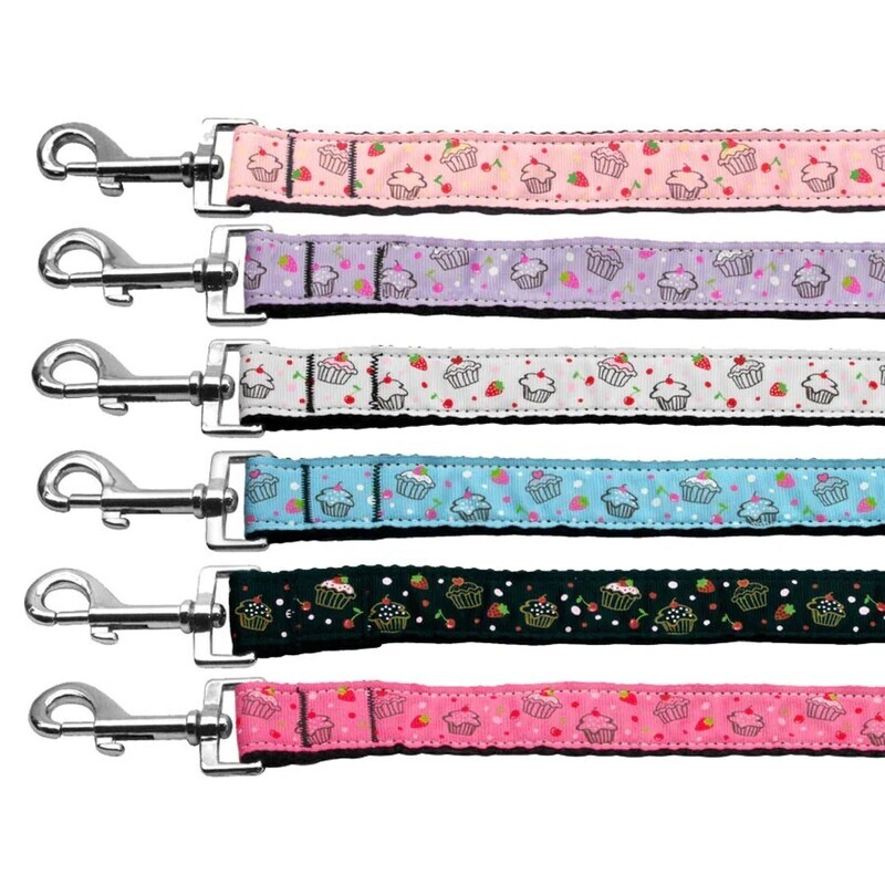 Dog &amp; Cat Nylon Collar and Leash, "Cupcakes"