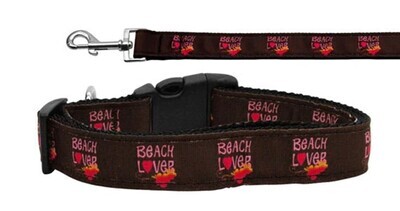 Dog &amp; Cat Nylon Collar and Leash, &quot;Beach Lover&quot;