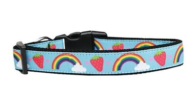 Dog &amp; Cat Nylon Collar and Leash, &quot;Rainbows &amp; Berries&quot;