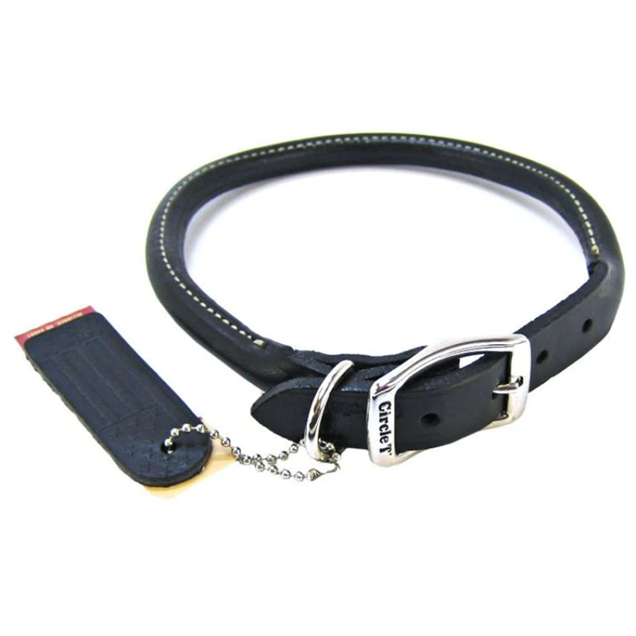 Circle T Rounded Collar - Black Oak Tanned Leather