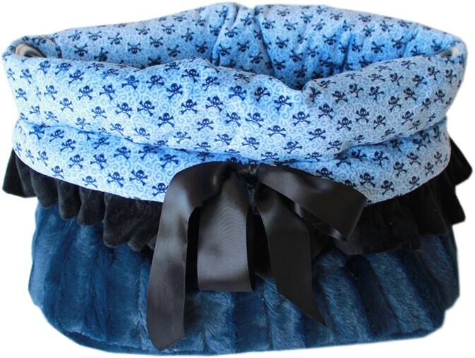 3-In-One "Pink or Blue Skulls" Snuggle Bugs Pet Bed