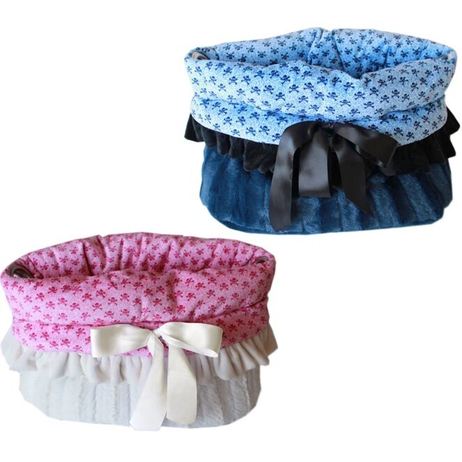 3-In-One &quot;Pink or Blue Skulls&quot; Snuggle Bugs Pet Bed
