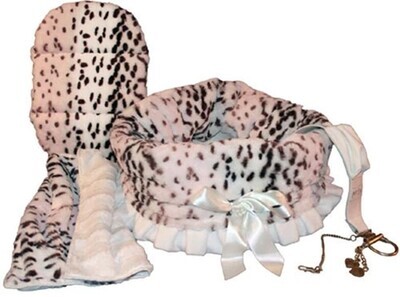 3-In-One Snow Leopard Fashion Cuddle Wavy Pet Bed