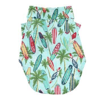 Hawaiian Camp Pet Shirt - Surfboards and Palms